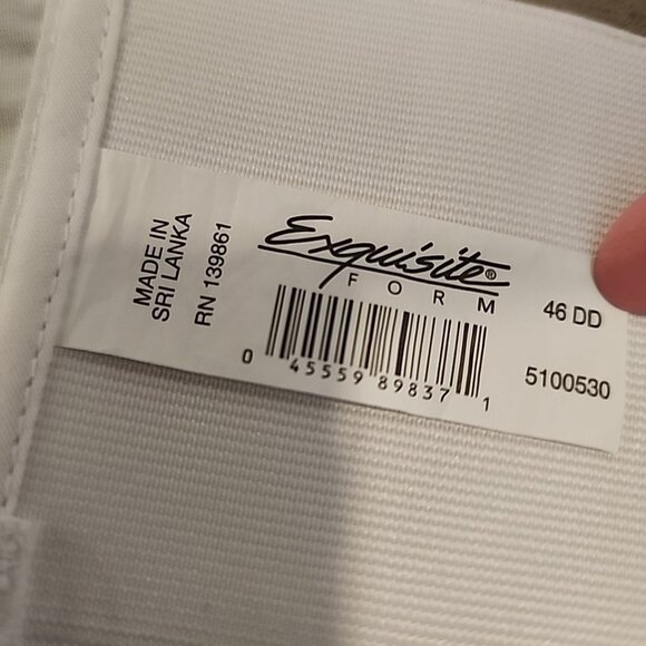 Exquisite Form Bra 46DD White Wireless Unlined Front Closure - Picture 3 of 3